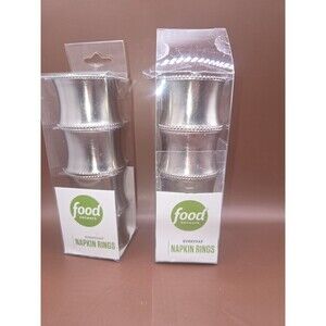 Martha Stewart Food Network Napkin Rings Silver Tone Lot Of 8
